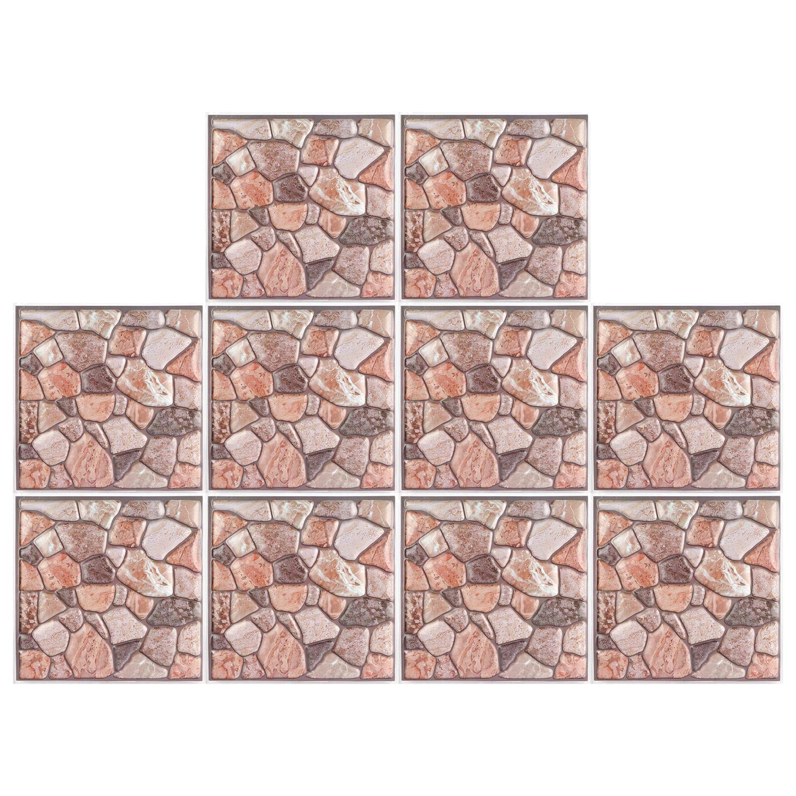 10-Pack Self-Adhesive Ceramic Tile Stickers - Waterproof Peel & Stick Wall Decals for Kitchen Backsplash, Bathroom, Shower Tile Decor - Easy DIY Home Renovation & Remodeling Upgrade