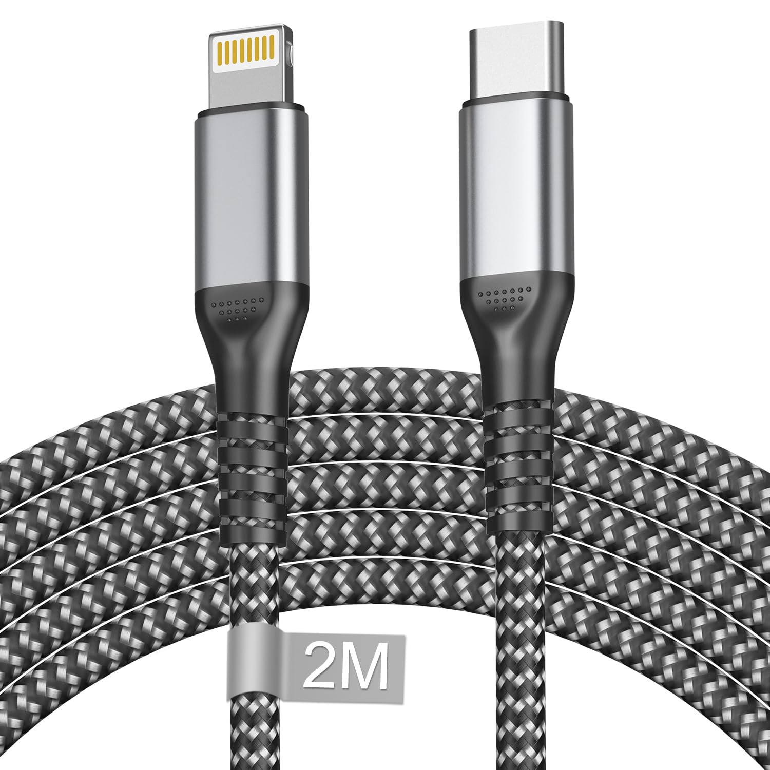 Apple MFi Certified USB C to Lightning Cable 2M - Fast Charging iPhone Cable with Nylon Braided for iPhone 14/13/12/11/Pro Max/Mini - Durable Charger Wire for Home, Office & Travel Use