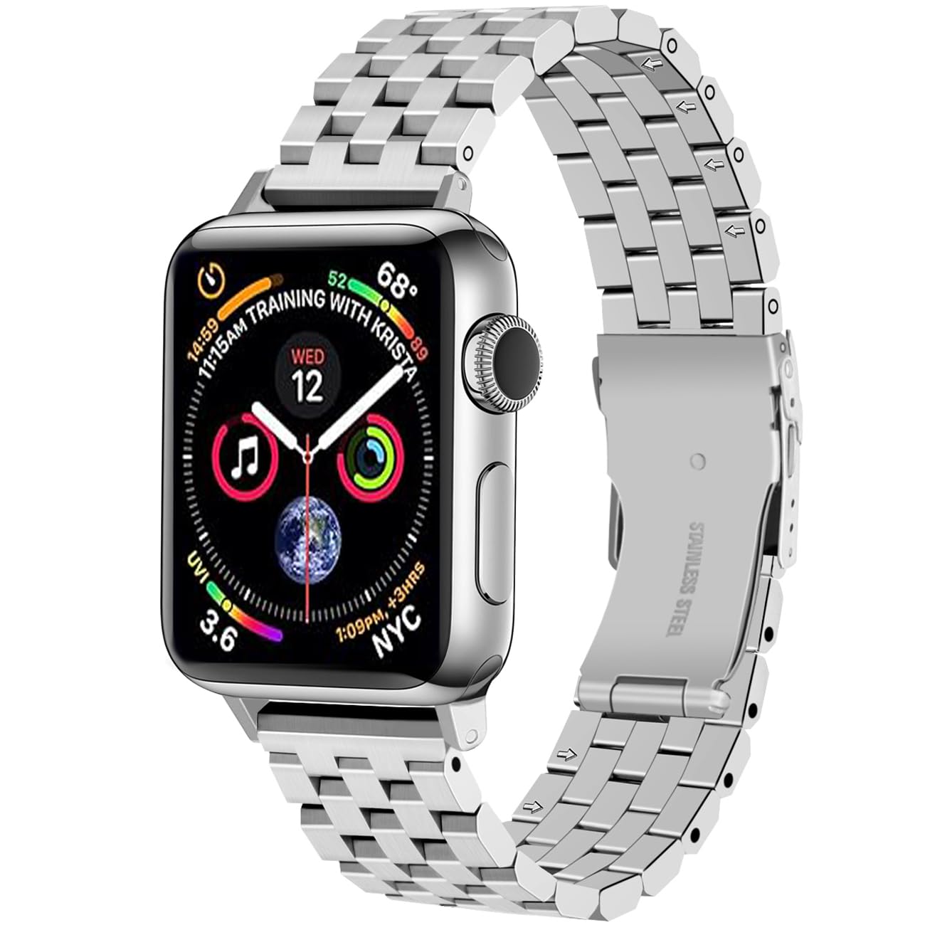 Premium Stainless Steel Apple Watch Band - Compatible with Ultra 2/1, Series 9/8/7/6/5/4/3/2/1 & SE (38mm-49mm) - Durable Metal Strap for Men & Women - Perfect for Workouts, Office & Everyday Wear