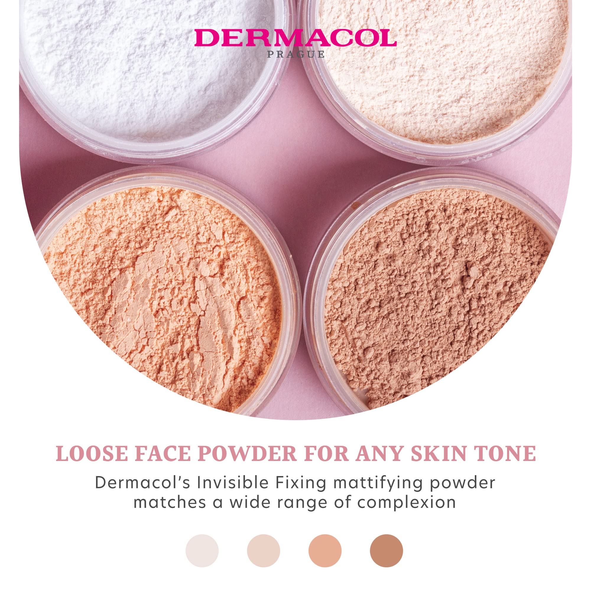 Dermacol Invisible Fixing Face Powder - Translucent Setting Powder for Oily & All Skin Types | Matte Loose Makeup Powder with Puff, Fragrance-Free, Natural Finish, 13.5g | Perfect for Long-Lasting Makeup, Oil Control & Daily Wear