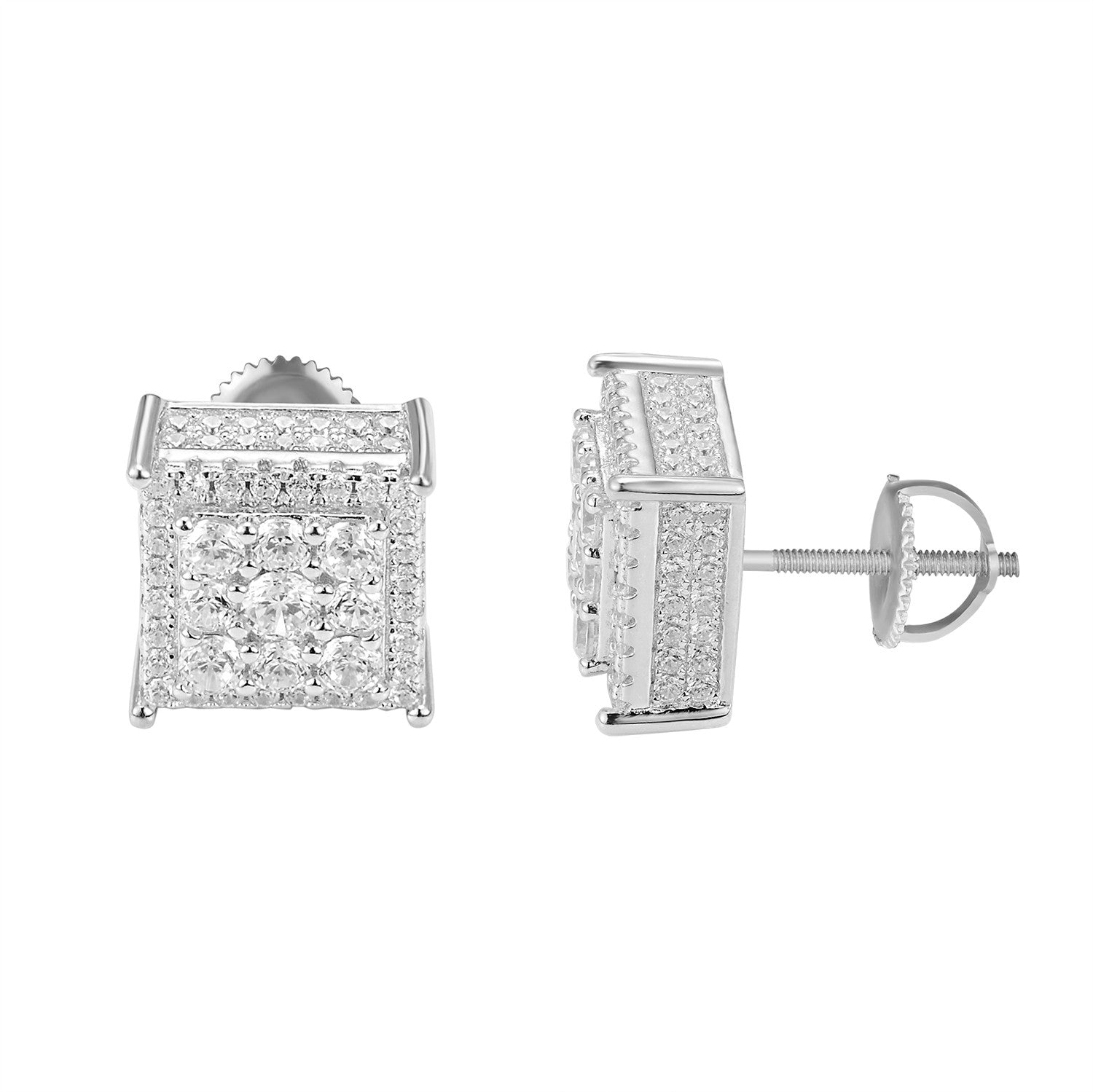 Solitaire Square Cluster Lab-Grown Diamond Silver Earrings for Women | Elegant & Hypoallergenic Jewelry for Parties, Weddings & Everyday Wear