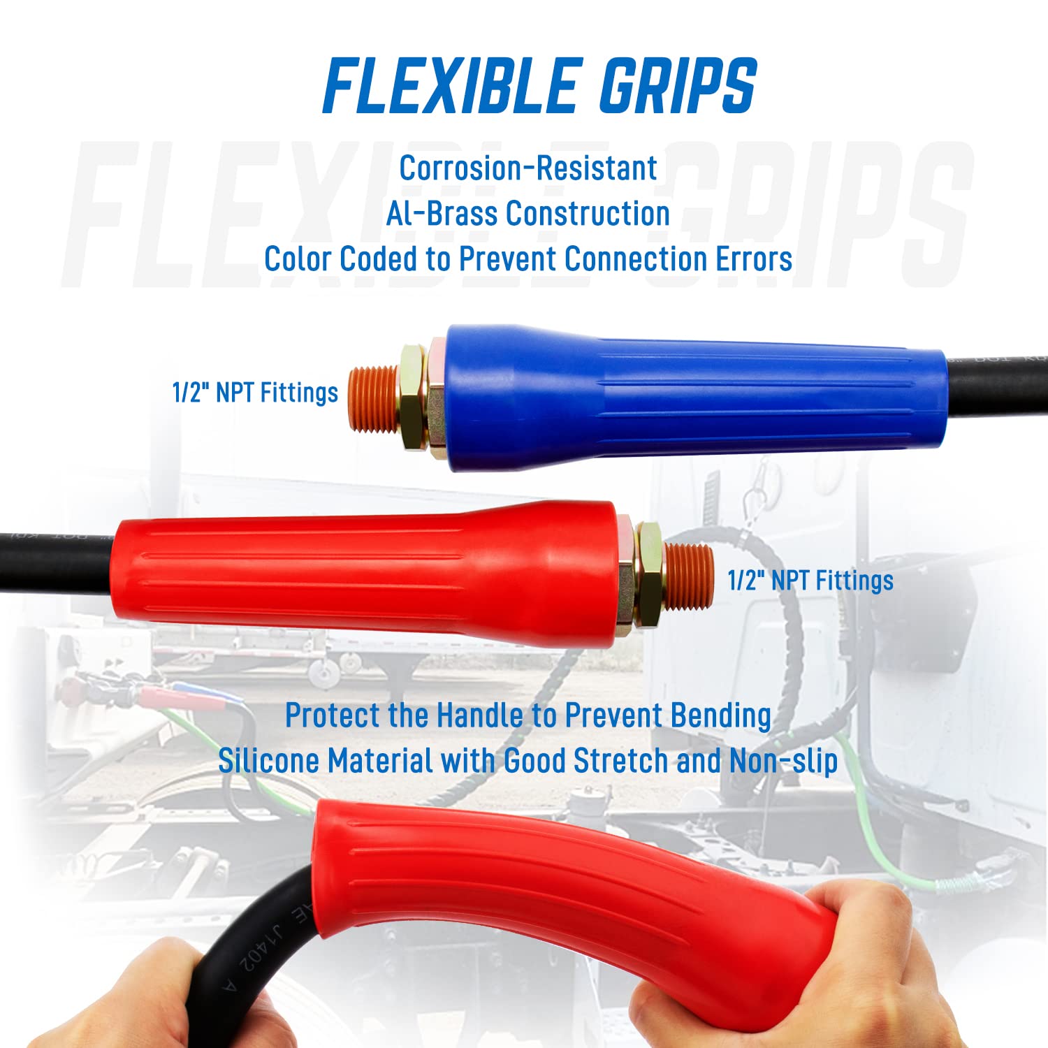 15 FT Heavy Duty Air Line Hose Assembly Set - Straight Air Power Hoses for Trailer & Truck Tractors Parts - Ideal for Commercial Vehicle Brake Systems & Pneumatic Applications