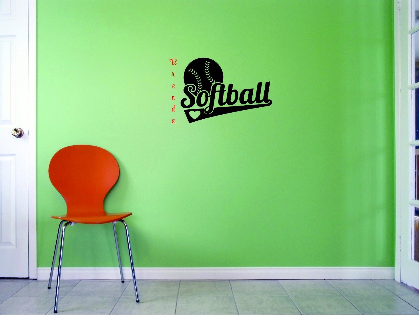 Custom Name Softball Wall Decal - Personalized Vinyl Sticker for Sports League Players - 14