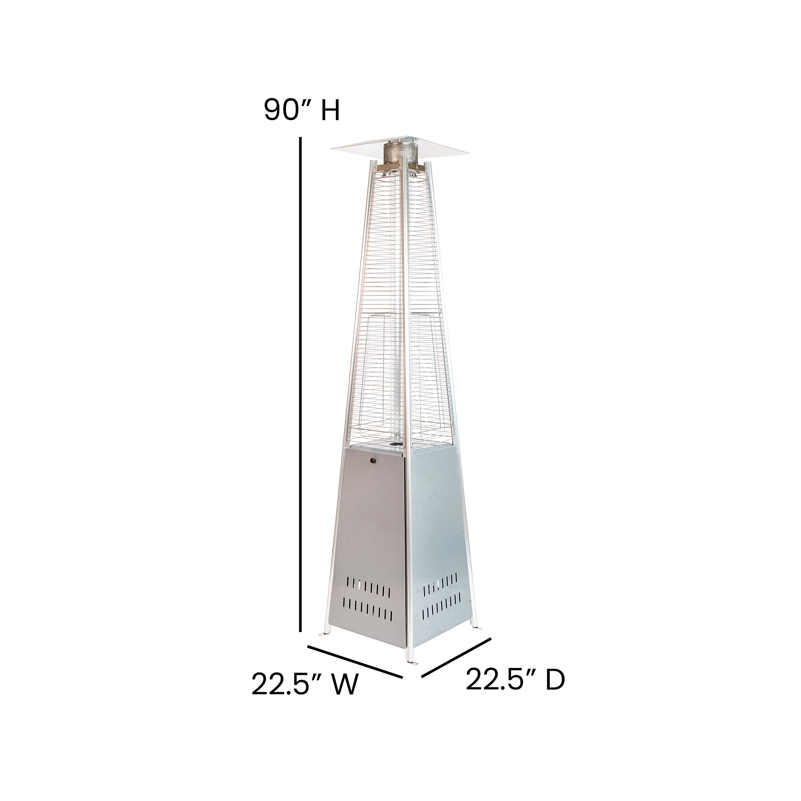 **Merrick Lane 7.5ft Silver Pyramid Outdoor Patio Heater - Portable & Tall Backyard Heater for Deck, Garden, and Restaurant Use**