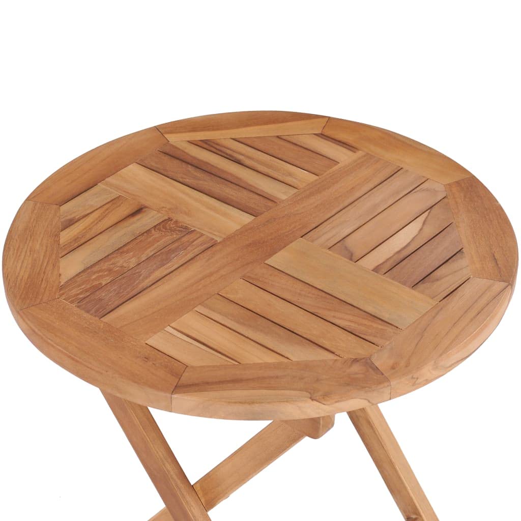 Premium VidaXL Folding Patio Table – Solid Teak Wood Round Outdoor Dining Table – Weatherproof & Space-Saving Garden Furniture – Smooth Sanded Finish – Natural Wood Look – Perfect for Backyard BBQs, Poolside Gatherings & Small Balconies