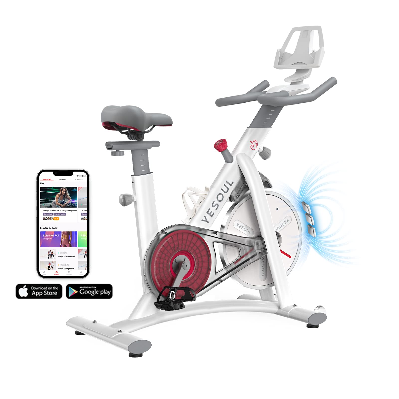 Yesoul Smart Magnetic Stationary Exercise Bike for Home Gym - Ultra Quiet Indoor Cycling Bike with Tablet Mount & Comfortable Seat Cushion | Perfect for Women's Apartment Workouts, Home Fitness & Cardio Training