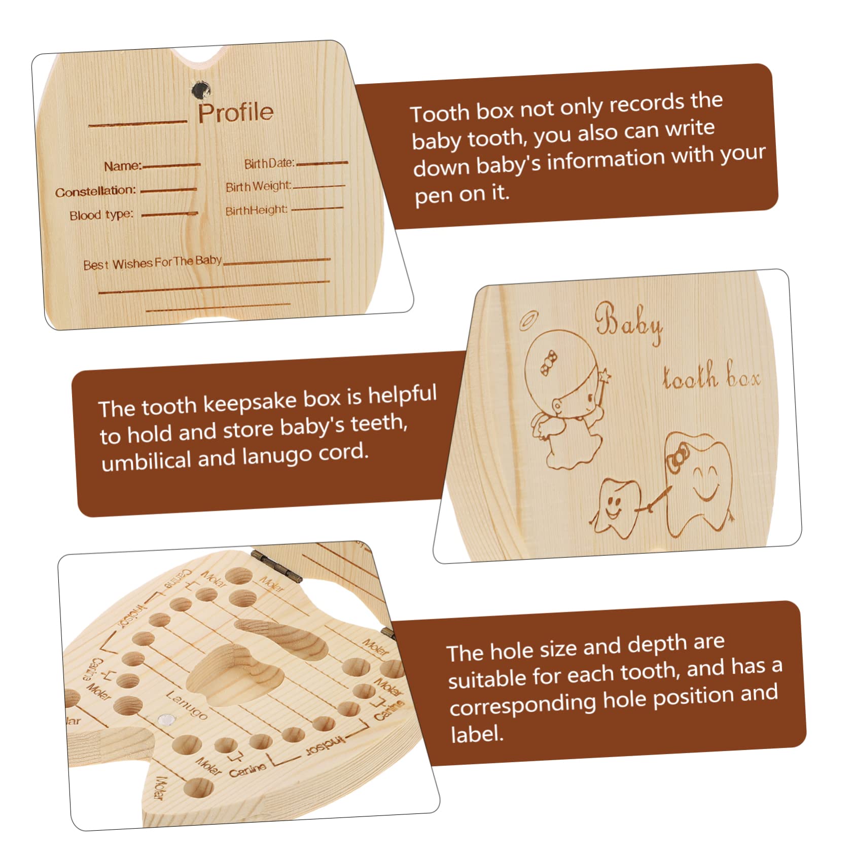 ULDIGI Wooden Tooth Fairy Box for Kids - Children's Tooth Storage Case & Memory Keepsake - Perfect for Tooth Fairy Visits and Childhood Milestones