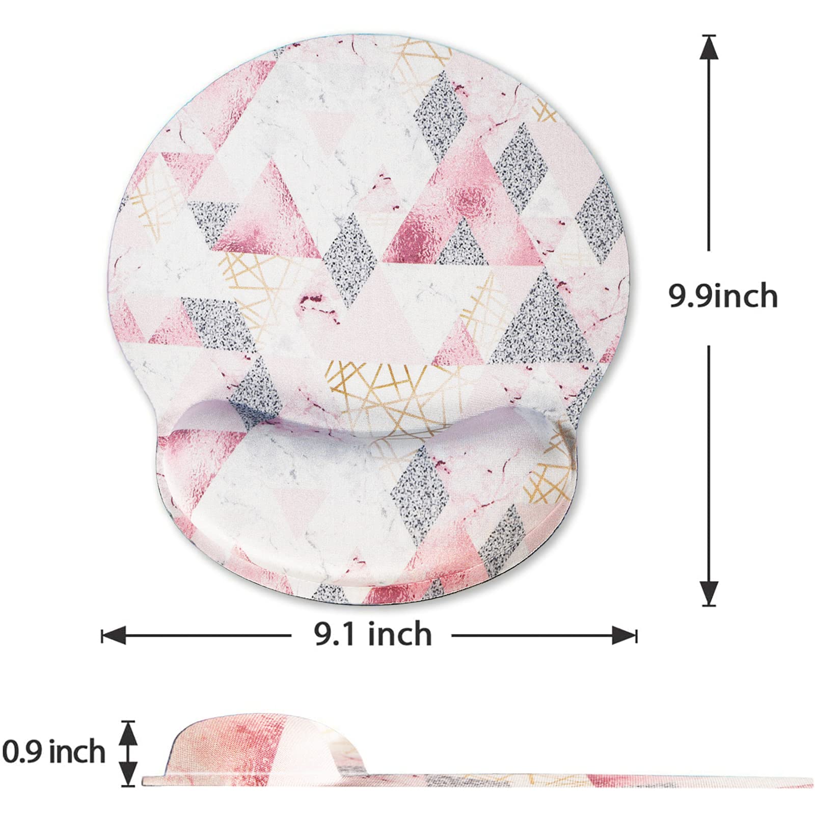 Gel Mouse Pad with Wrist Rest Support - Non-Slip Rubber Base & Memory Foam for Pain Relief - Ergonomic Mousepad for Laptop, Computer, Home Office & Gaming - Pink Triangle Design (Perfect for Long Work Sessions & PC Gaming)