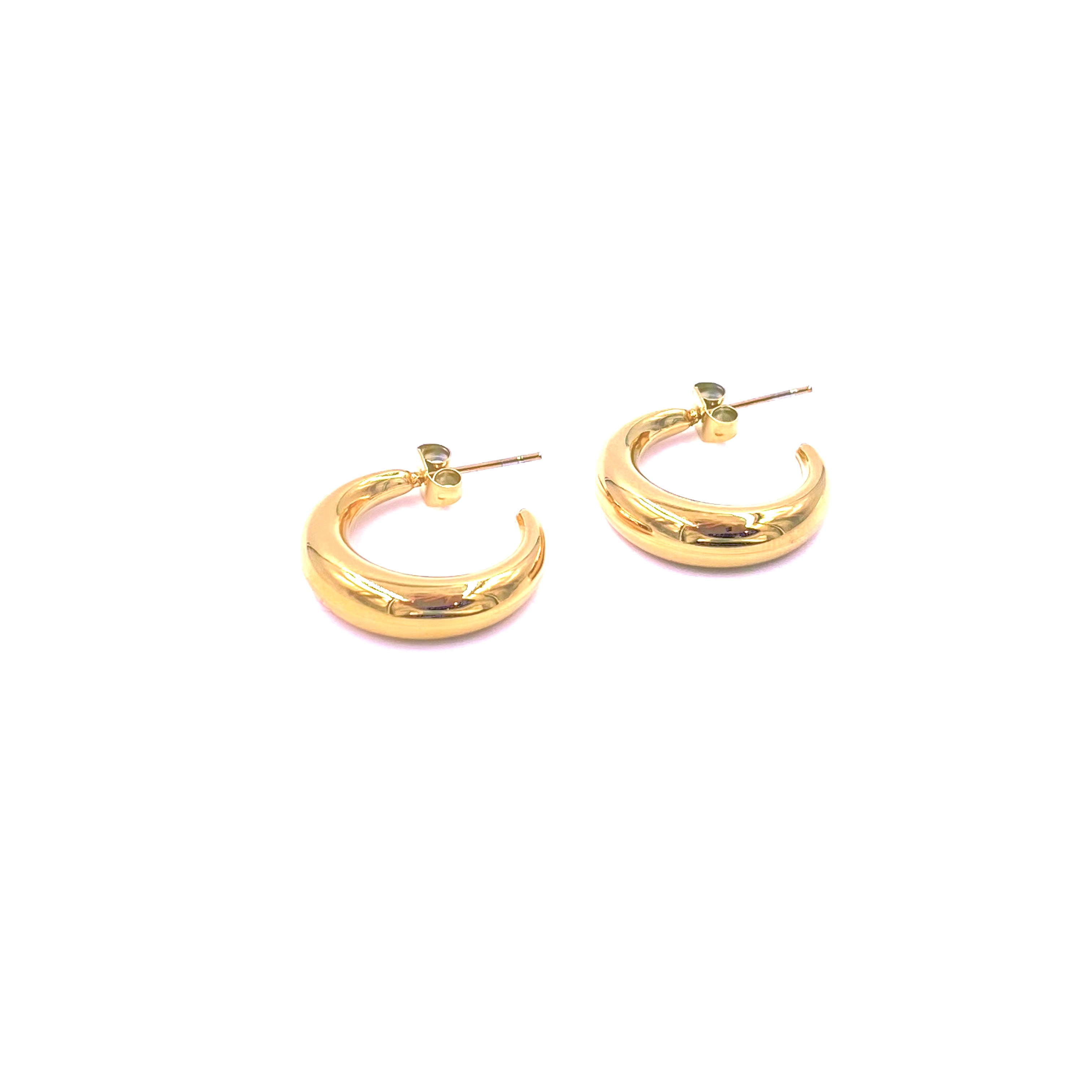 Ashley Gold Stainless Steel Gold Plated Moon Design Open Back Hoop Earrings for Women - Hypoallergenic Fashion Jewelry for Party, Wedding & Everyday Wear