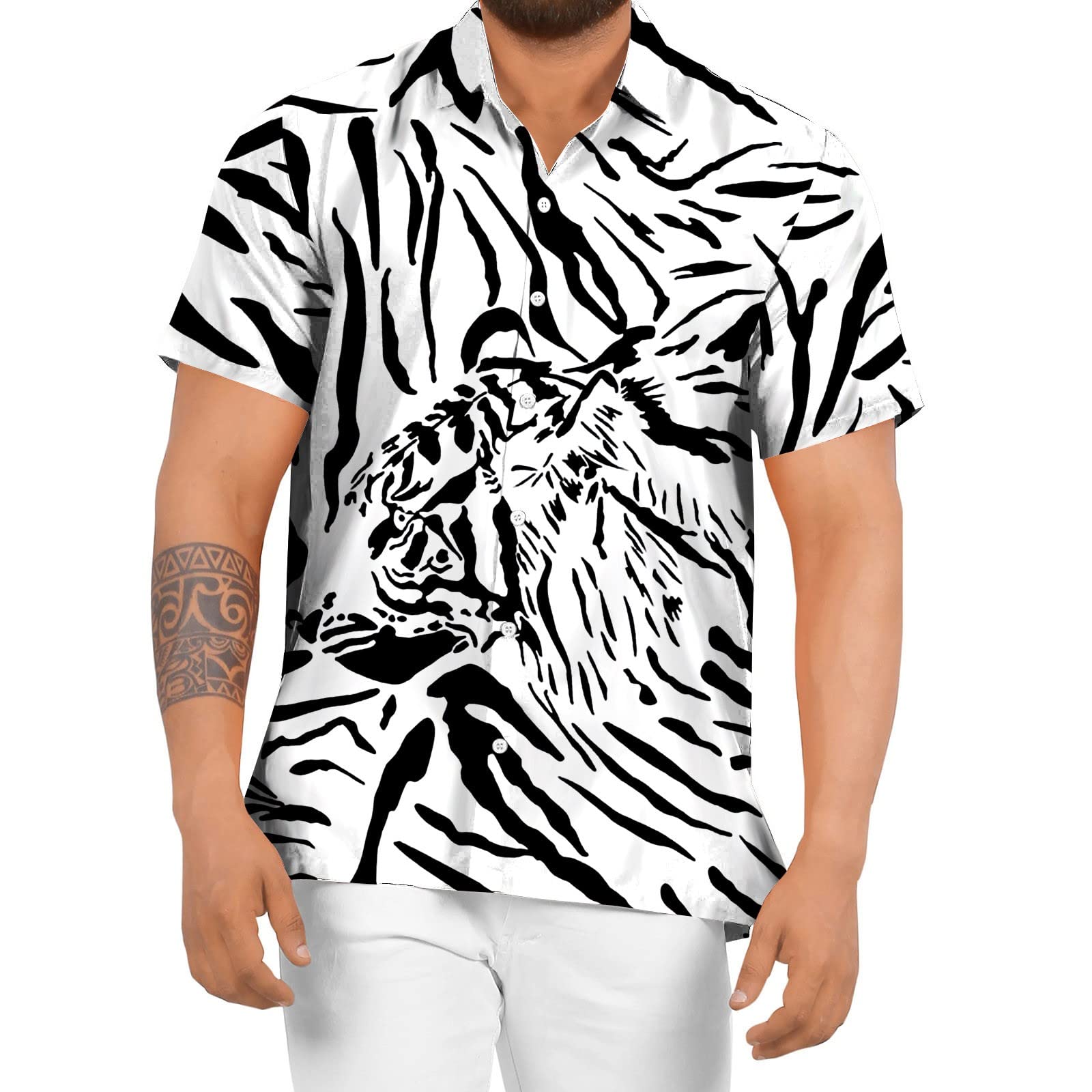 Men's Casual Short Sleeve Hawaiian Shirt - Tropical Beach Button Down Shirt for Summer | Regular Fit Dress Shirt for Vacation, Party & Outdoor Activities