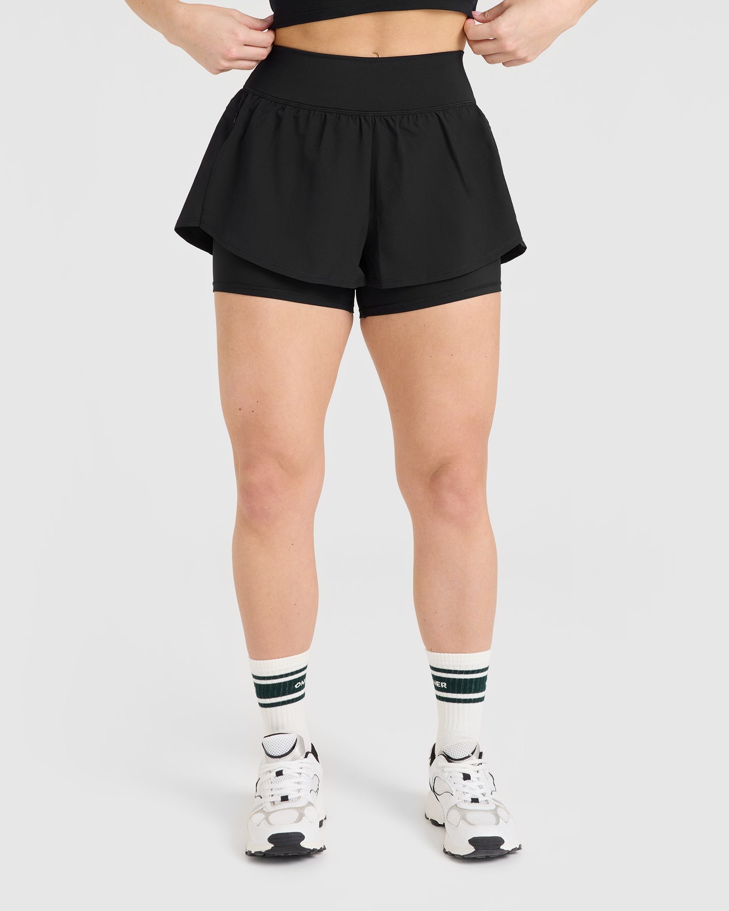 Unisex Double Layer Workout Shorts for Men & Women | 5-Inch Inseam | Breathable & Quick-Dry | Black | Perfect for Gym, Running & Yoga