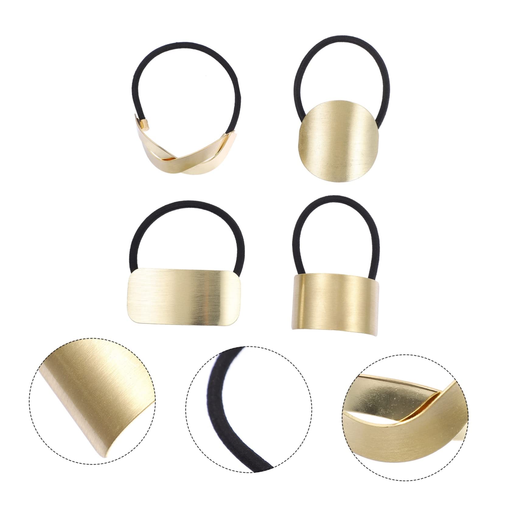 OSALADI 4pcs Metal Hair Bands - Women's Hair Rings & Ponytail Holders for Party & Daily Use