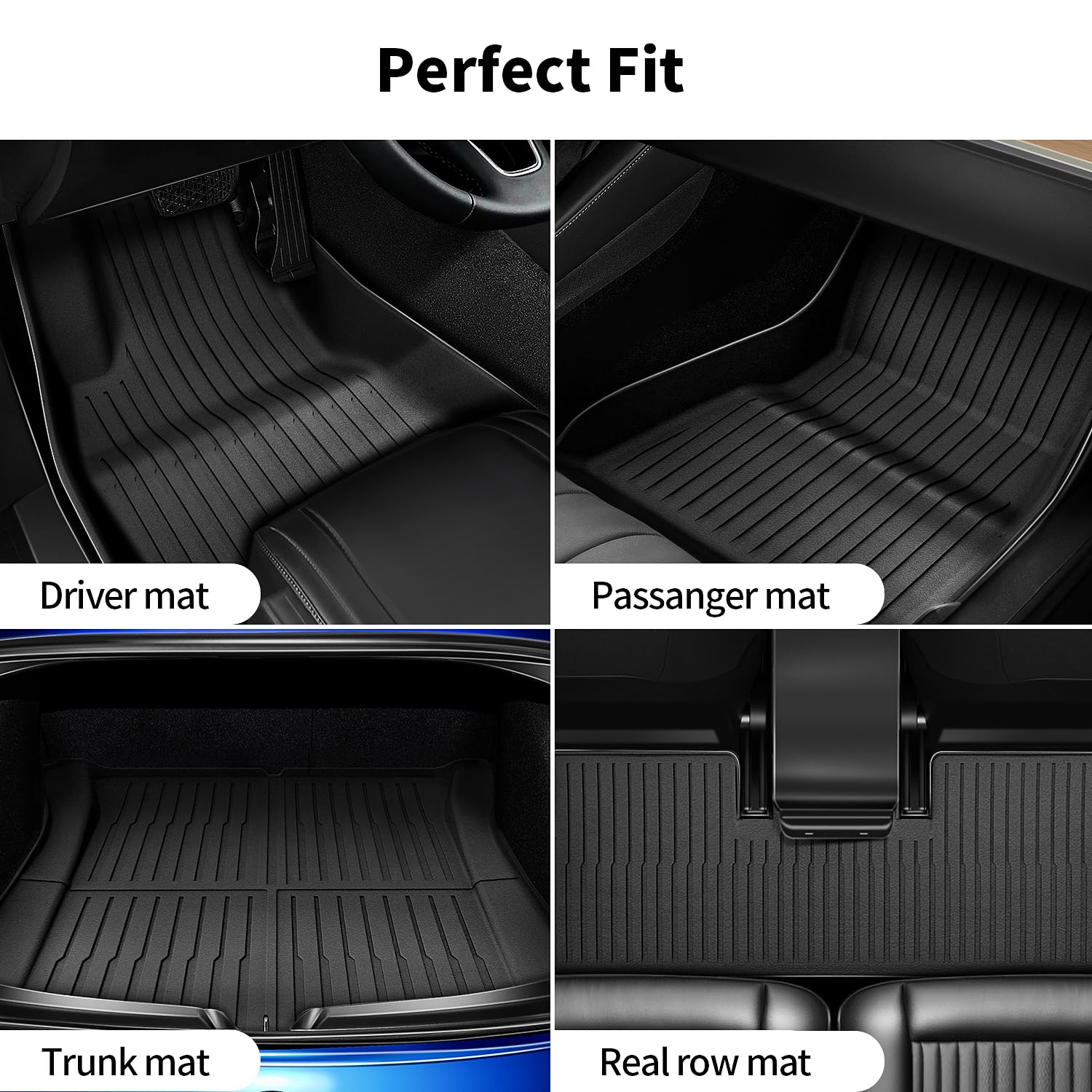 Premium All-Weather Floor Mats for Tesla Model 3 (2021-2023) - Complete Set with Waterproof Interior Liners, Cargo Liners & Frunk/Trunk Mats - Perfect for Daily Commute, Road Trips & Winter Protection