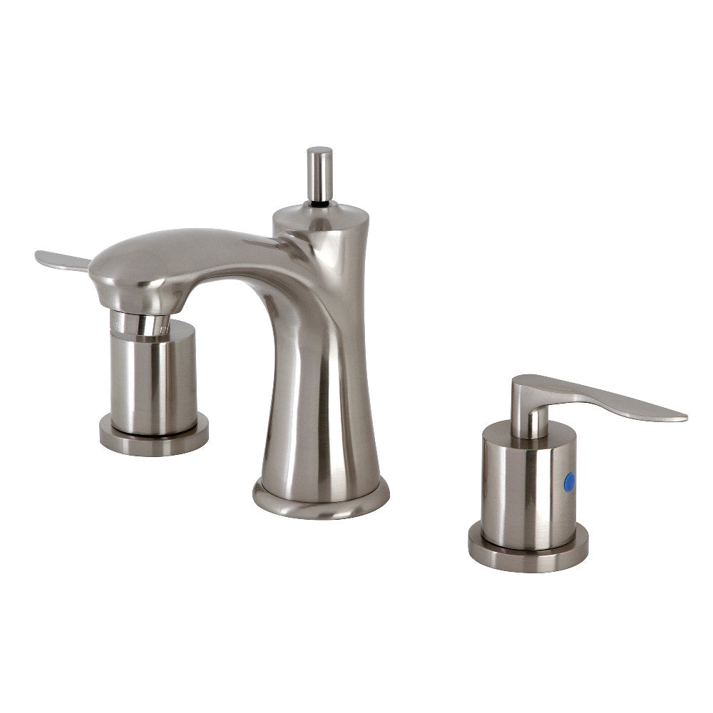 Kingston Brass KB7961SVL Two Handle 3 Hole Widespread Bathroom Faucet with Pop-Up Drain - Brushed Nickel Finish for Vanity Sink, Perfect for Modern Home & Hotel Bathroom Renovation