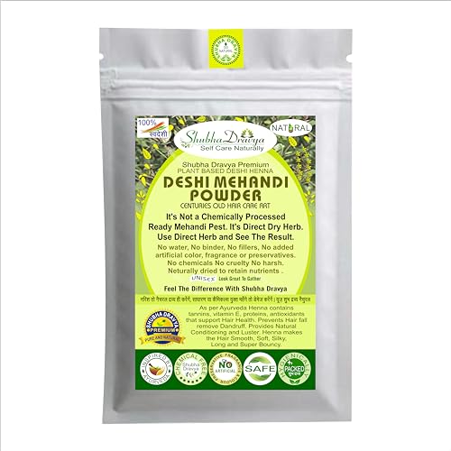 Shubha Dravya Deshi Mehandi Hair Powder - 100% Natural & Chemical-Free Henna for Women & Girls - Promotes Shiny, Strong Hair Growth (100g) - Perfect for Daily Hair Care & Natural Styling