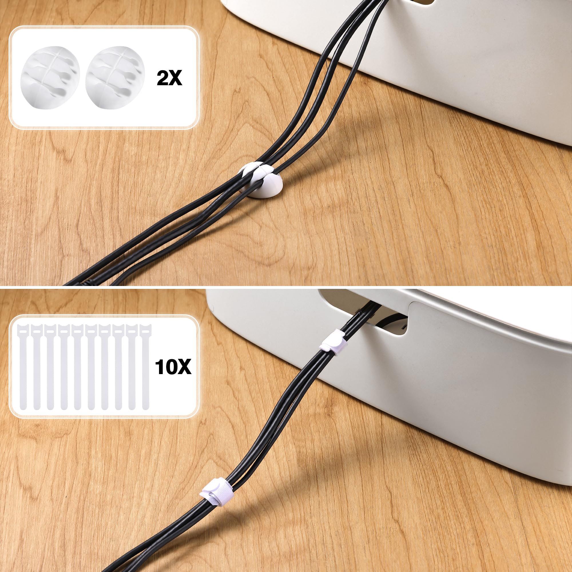 Large Cable Management Box - Cord Organizer to Hide Power Strips & Wires Under Desk, for TV & Computer - Baby Proof Cable Organizer Box for Home & Office (White) - Perfect for Home Theater Setup, Gaming Stations & Office Desks