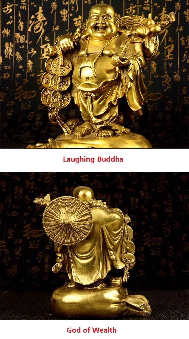 Premium Brass Maitreya Buddha Statue - 6.8 Inch Feng Shui Decor for Home & Office, Lucky Buddhist Sculpture for Meditation, Yoga Room & Spiritual Spaces