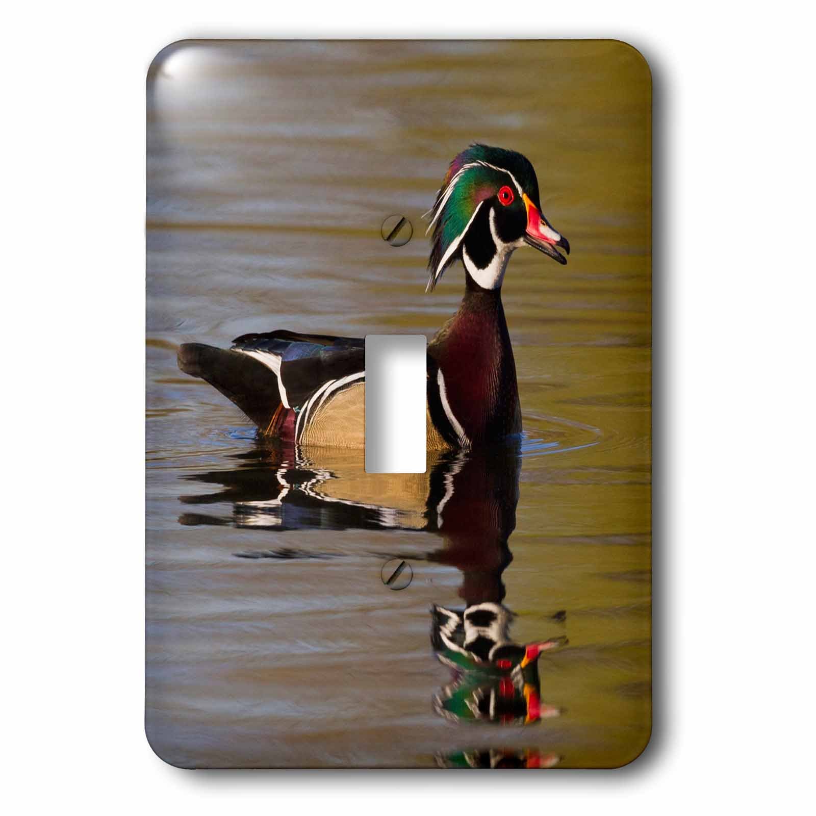 3D Rose Wood Duck Drake Single Toggle Switch - Decorative Wall Plate Cover for Home, Office & Cabin Decor