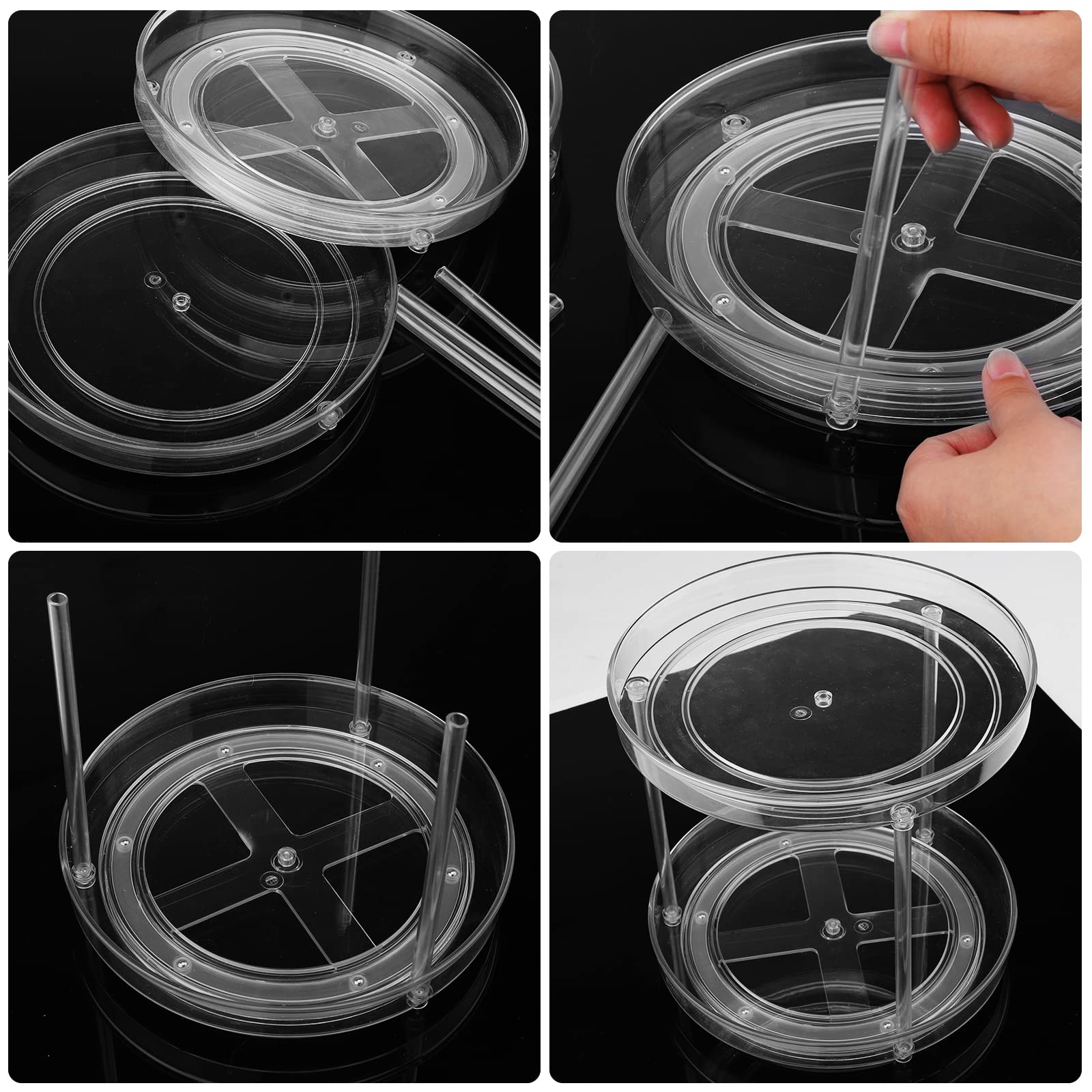 2-Tier Lazy Susan Turntable Organizer - Clear Plastic Rotating Storage Bin for Kitchen, Pantry & Bathroom | Spice Rack, Makeup Organizer & Cabinet Storage Solution | Perfect for Countertops, Dressers & Living Rooms