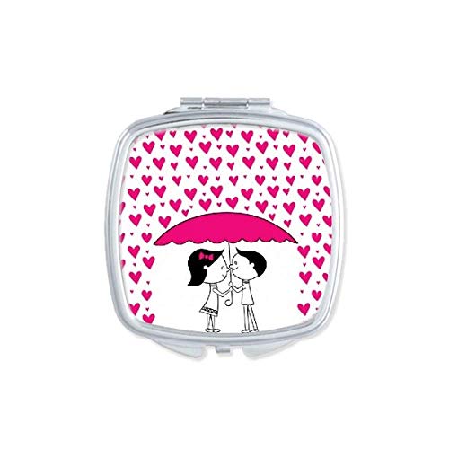 DIYthinker Valentine's Day Kissing Couple Mirror - Portable Compact Pocket Makeup Mirror with Double Sided Glass - Perfect for Travel, Purse & Touch-Up Makeup