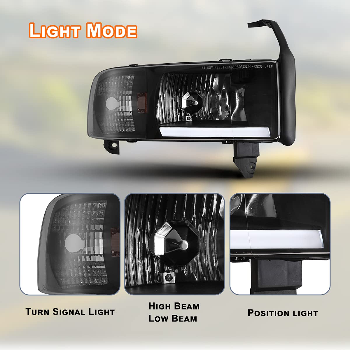 Nixon Offroad LED Headlights Assembly for 1994-2001 Dodge Ram 1500 2500 3500 & 1995-2002 Ram 4000 - LED DRL, Reflector, Dual Beam Headlamps - Driver & Passenger Side (Chrome) - Perfect for Off-Roading, Night Driving & Truck Upgrades