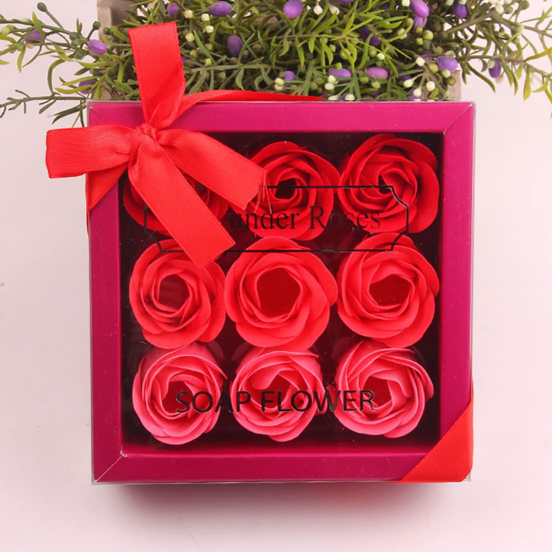 1PACK Floral Scented Bath Rose Petals - Natural Rose Shaped Soap Flowers, Relaxing Aromatherapy Gift Set for Mother's Day, Birthday, Anniversary (Purple) - Perfect for Spa Nights, Romantic Baths & Self-Care Moments