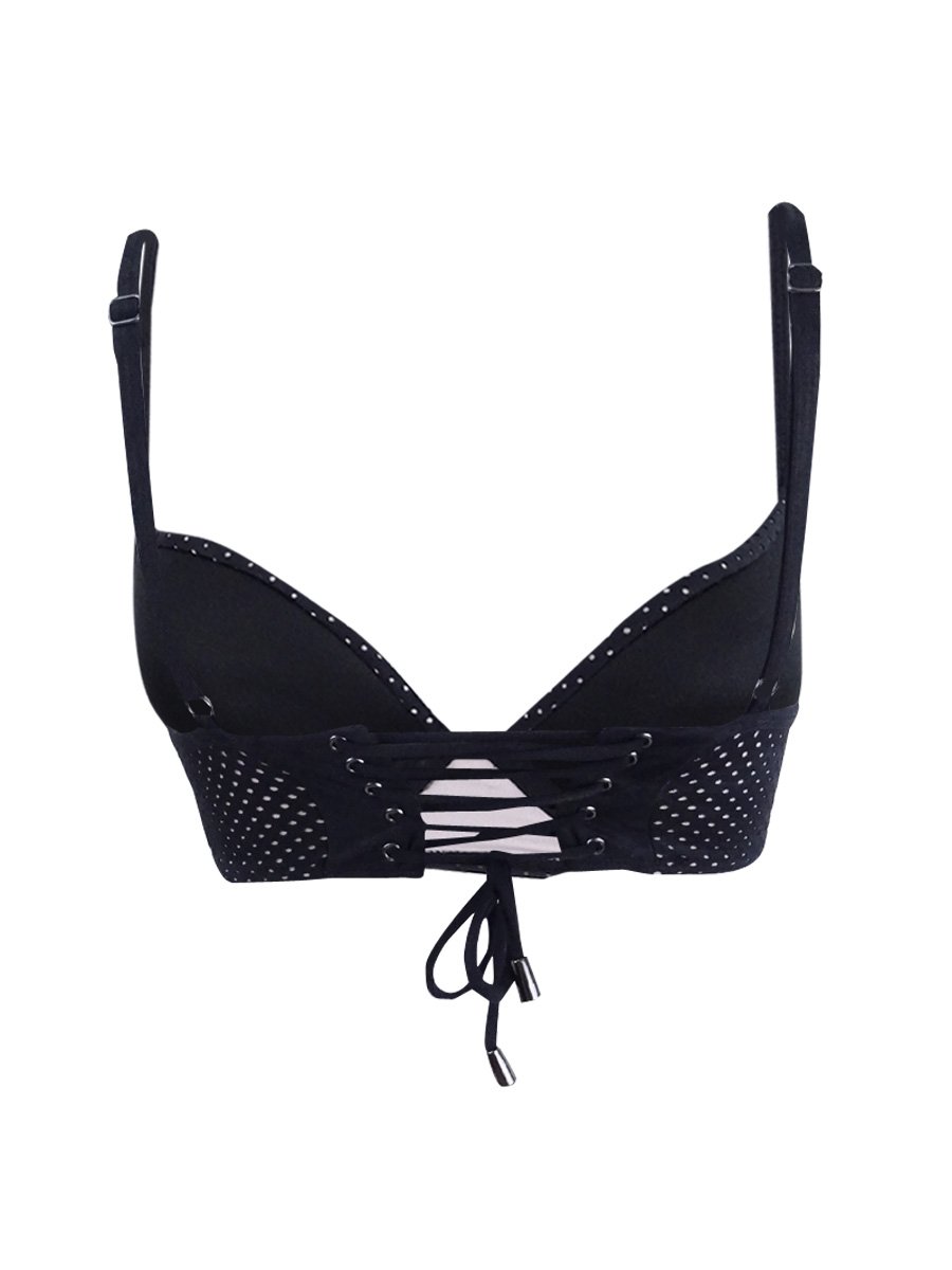 Rachel Roy Women's Laced Back Bralette Bikini Top - XS Size, Laser Mesh Design for Comfort & Support | Perfect for Beach, Pool & Summer Vacations