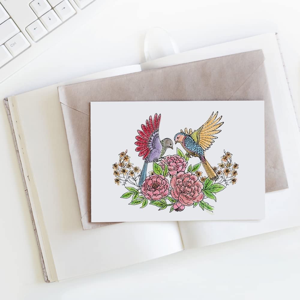 Spring Flowers & Birds Clear Rubber Stamps Set for Card Making, Bullet Journal, Scrapbooking - DIY Craft Stamps for Handmade Greeting Cards, Notebook Decoration & Art Projects