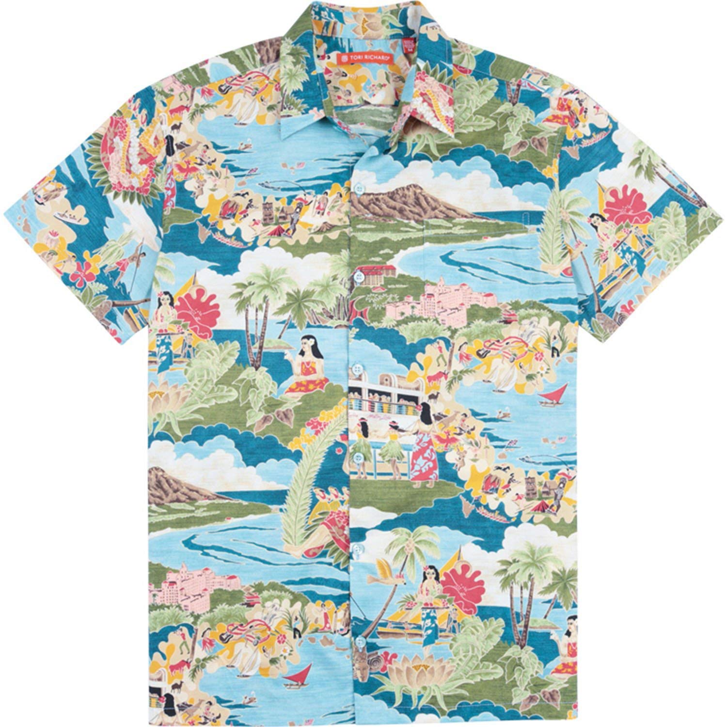 Tori Richard Men's Cotton Lawn Hawaiian Aloha Shirt - Short Sleeve Casual Button-Up for Summer Beach Vacation & Tropical Luau Parties