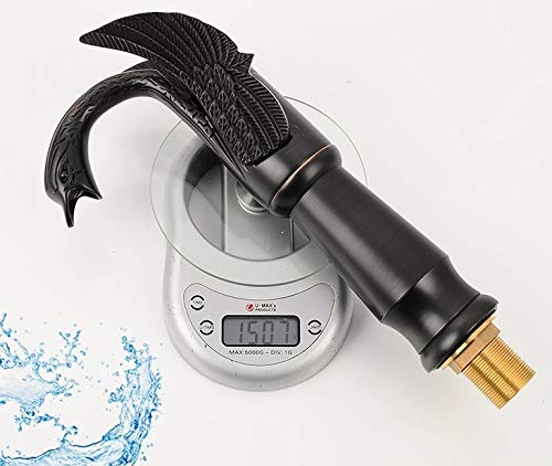 Black Matte Single Handle Swan Neck Vessel Sink Faucet for Bathroom Vanity - Modern Waterfall Spout Design for Powder Room, Guest Bath, and Master Suite