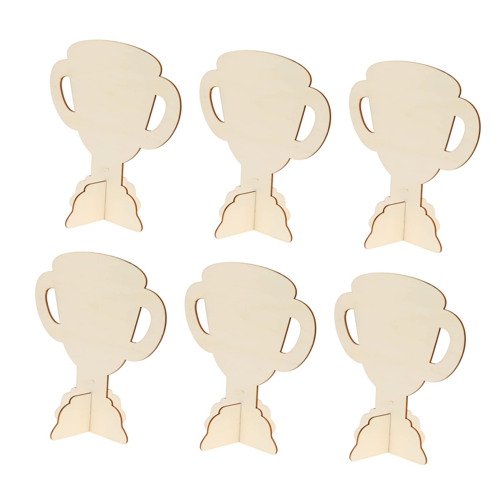 KITANDOVE 6-Piece Wooden White Embryo Trophy Set - Handcrafted Durable Toy Trophies for Kids | Perfect for Classroom Rewards, Party Favors & Children's Room Decor