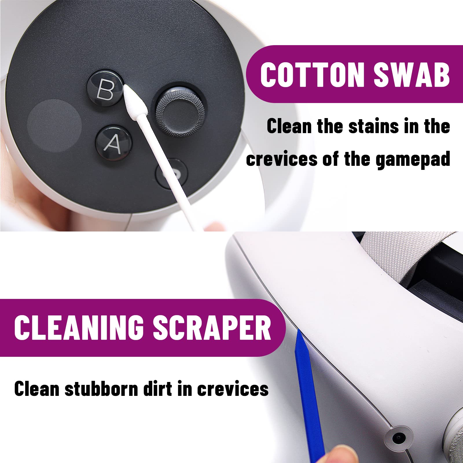 Premium VR Headset Cleaning Kit for Meta Oculus Quest 2/3, Xbox, PS5, Wii - Lens Cleaner Pen & Microfiber Cloth for Facial Interface, Face Cover Pad & Game Controllers - Essential AR/VR Accessories for Gaming & Virtual Reality Enthusiasts