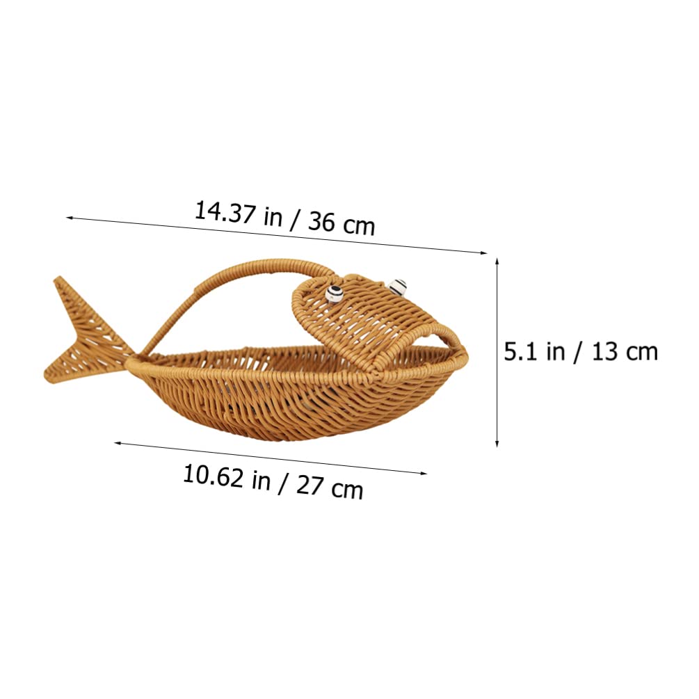 Cabilock Wicker Bread Basket - Handwoven Fish-Shaped Serving Basket for Bread, Fruits & Vegetables | Perfect for Kitchen, Restaurant & Home Decor | Food Storage & Display Solution