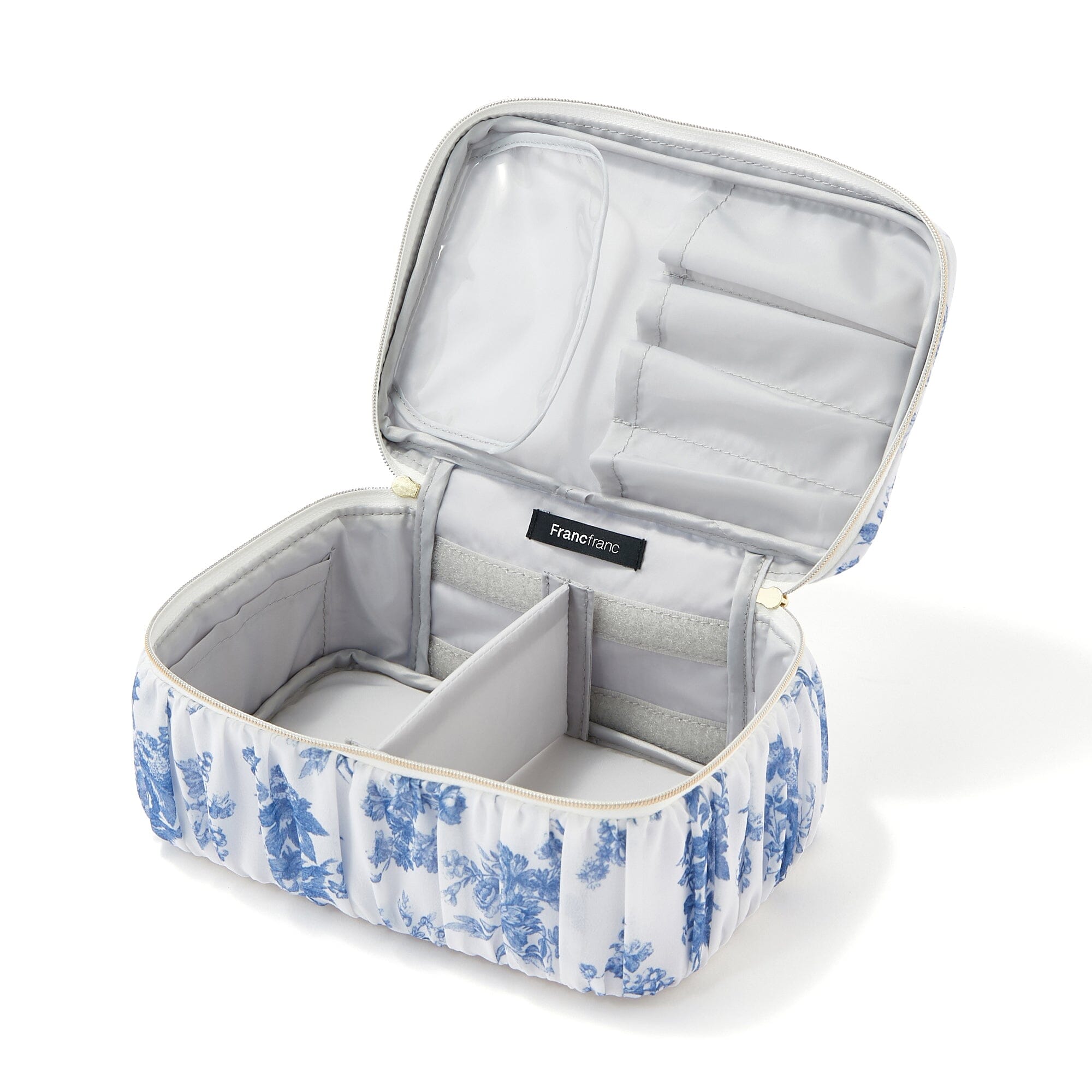 Classic Floral Vanity Pouch - Small Navy Blue Makeup Bag for Women | Perfect for Travel, Bridal Shower & Everyday Use