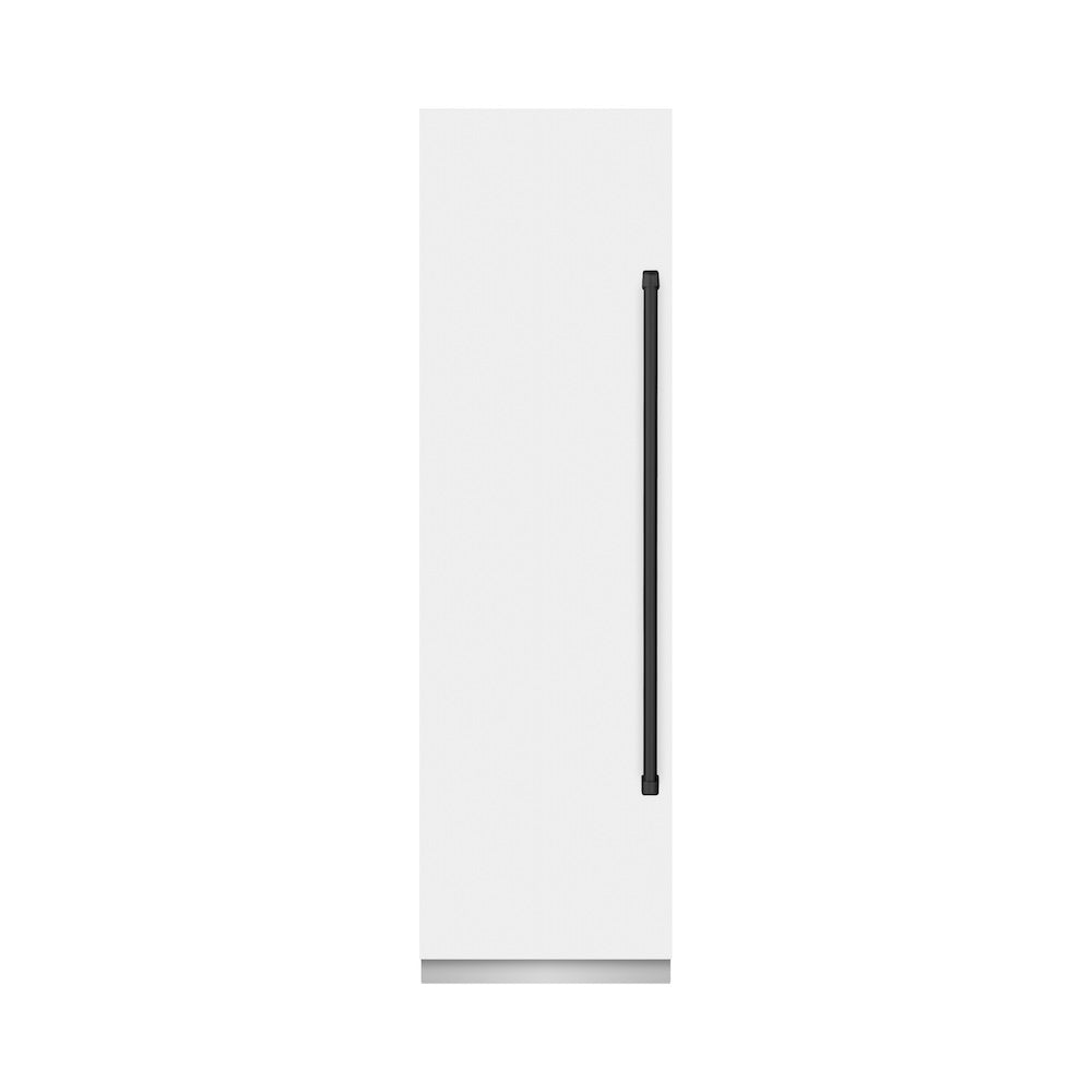 ZLINE Autograph Edition 24 Inch 12.4 Cu Ft Column Freezer - White Matte Exterior with Graphite Gray Interior & Matte Black Accents (RCFVZ WM 24 MB) | Perfect for Basement, Garage & Commercial Kitchens