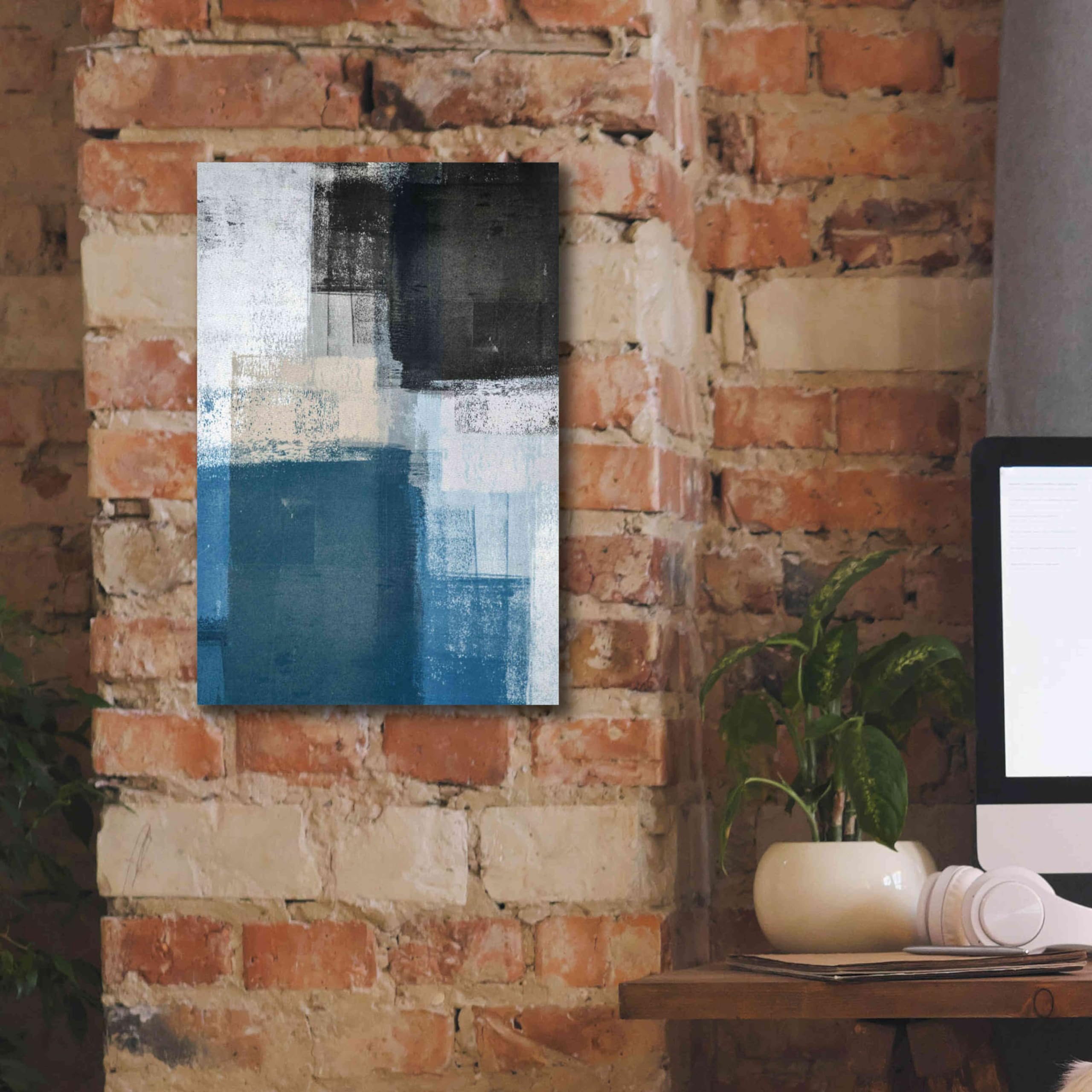 Abstract Blue II Giclee Canvas Wall Art by Incado - 12x18 Inches Modern Graffiti Painting for Living Room, Bedroom & Office Decor