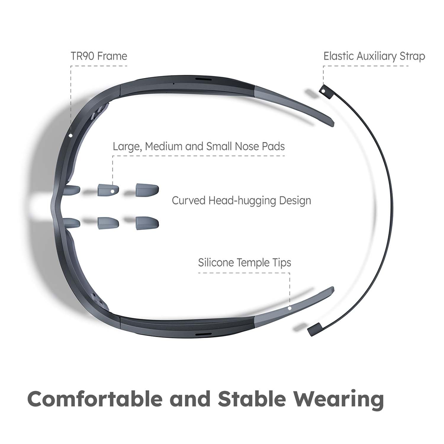 Smart Bluetooth Sports Audio Sunglasses for Cycling, Running & Hiking - Black Frame with Tinted Lenses | Hands-Free Music & Calls for Outdoor Activities