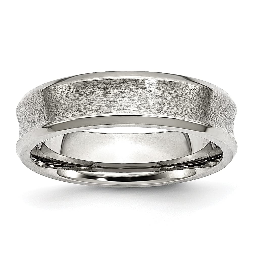 ICE CARATS 6mm Brushed Stainless Steel Concave Beveled Edge Wedding Band Ring - Classic Fashion Jewelry for Women, Perfect Gift for Her - Ideal for Weddings, Anniversaries & Special Occasions