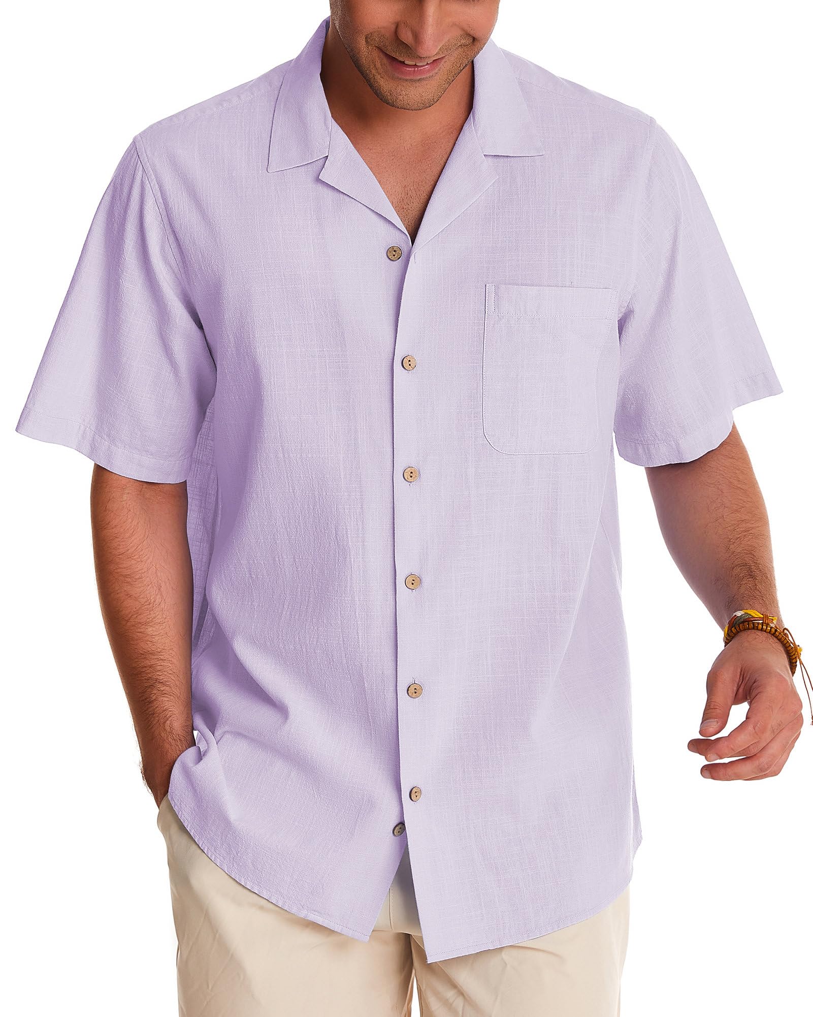 Men's Linen Short Sleeve Button Down Shirts - Breathable Cotton Summer Casual Shirts for Beach, Vacation & Hawaiian Style | Perfect for Tropical Getaways, Outdoor Events & Summer Fashion