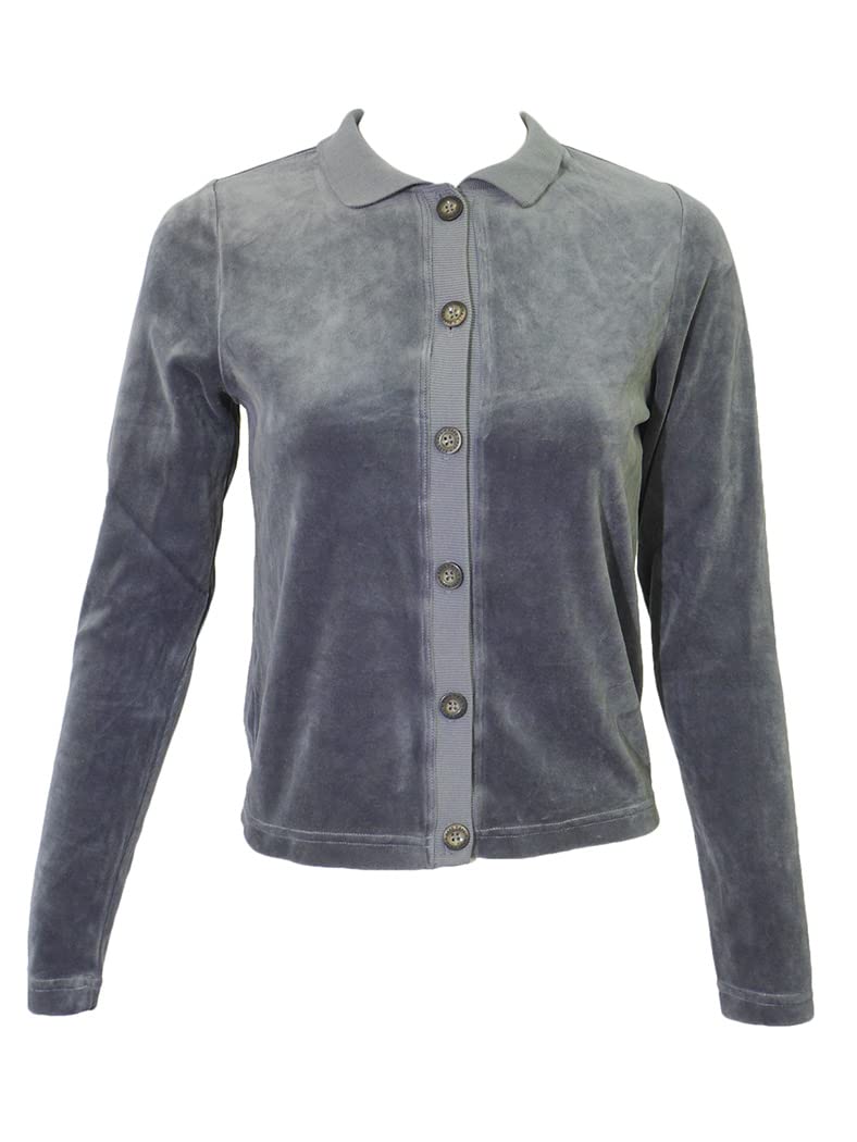 Women's Velour Polo Cardigan - Soft Long Sleeve Open Front Cardigan Sweater for Casual Wear, Office, and Layering (V-209)