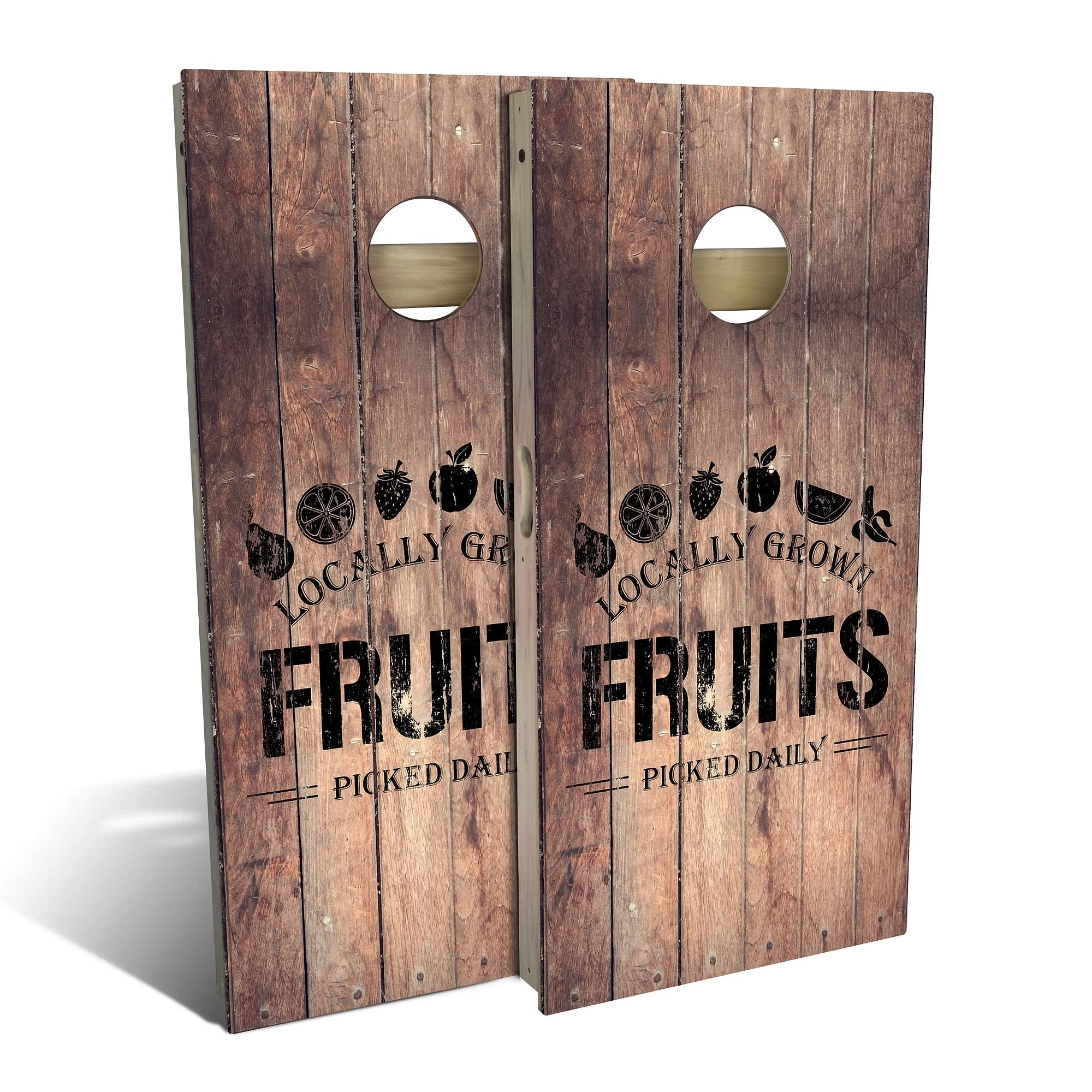 Skip's Garage Country Living Fruit Crate Cornhole Board Set - 2 Regulation Size Boards, 8 All-Weather Bean Bags, Carrying Case | Outdoor Lawn Games, Tailgating, Backyard BBQ Party Fun
