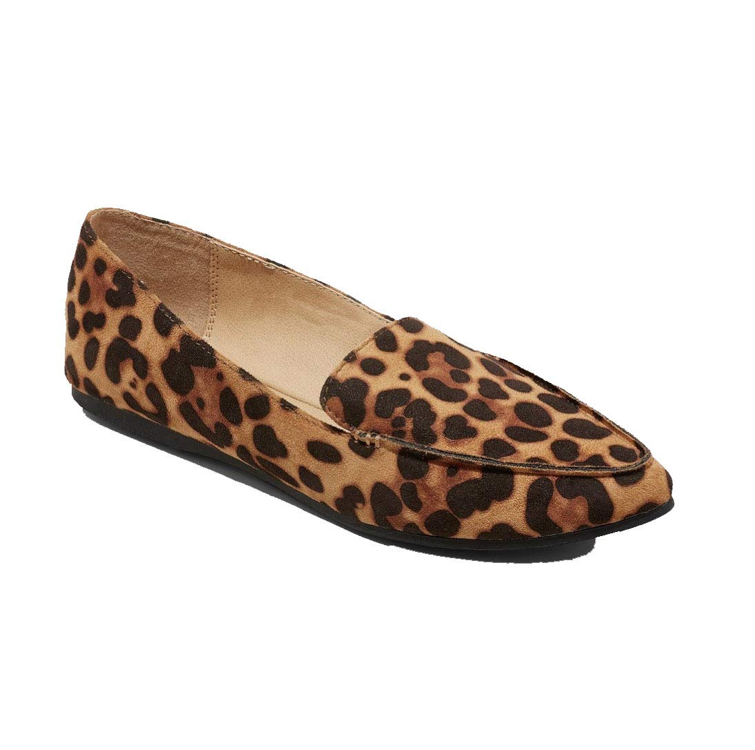 New Day Women's Mich Wide Width Pointy Toe Loafers - Leopard Print Slip-On Shoes - Size 9.5 M - Comfortable Office & Casual Wear for Women
