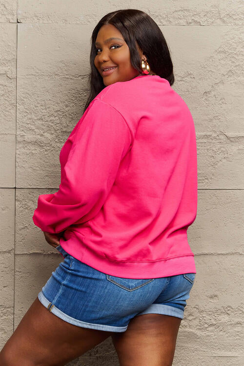 Simply Love Full Size HELLO CHRISTMAS Long Sleeve Sweatshirt - Cozy Holiday Pullover for Women, Festive Christmas Sweater, Xmas Gift Idea for Family & Friends - Perfect for Holiday Parties, Family Gatherings & Winter Outfits