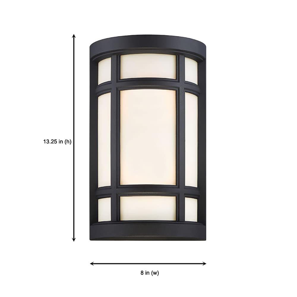 Logan Square 2-Light Outdoor Wall Lantern Sconce with Opal Glass Shade - Matte Black Finish - Weatherproof Exterior Lighting for Porch, Patio & Entryway - Model 34121-BK