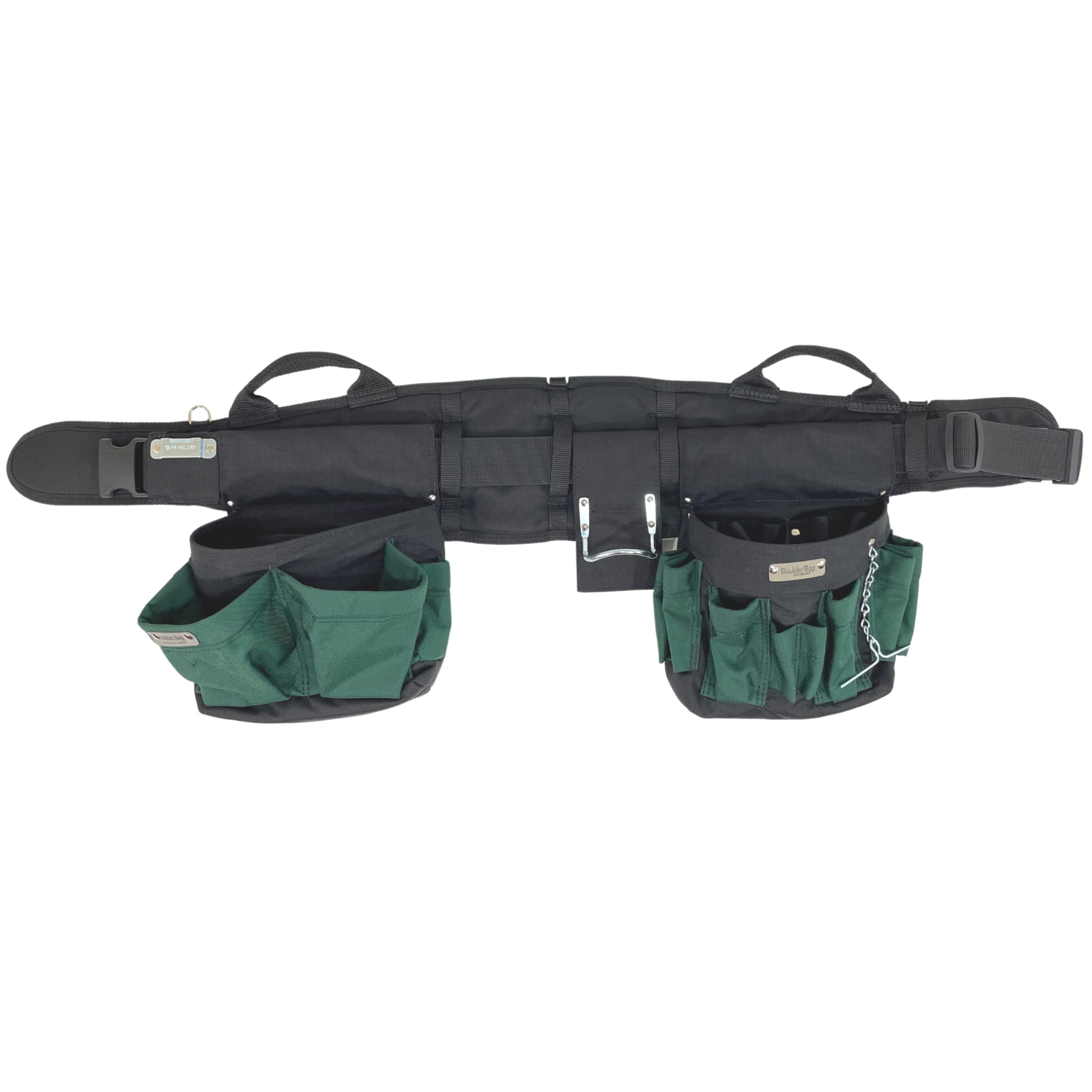 BOULDER BAG Professional Electrician's MAX Combo Tool Belt with Comfort Back Support & Quick Release Buckle - Heavy Duty Work Belt for Electricians, Green, XL (37-42 Inch Waist), Made in USA - Perfect for Construction, Wiring & Electrical Maintenance Jobs