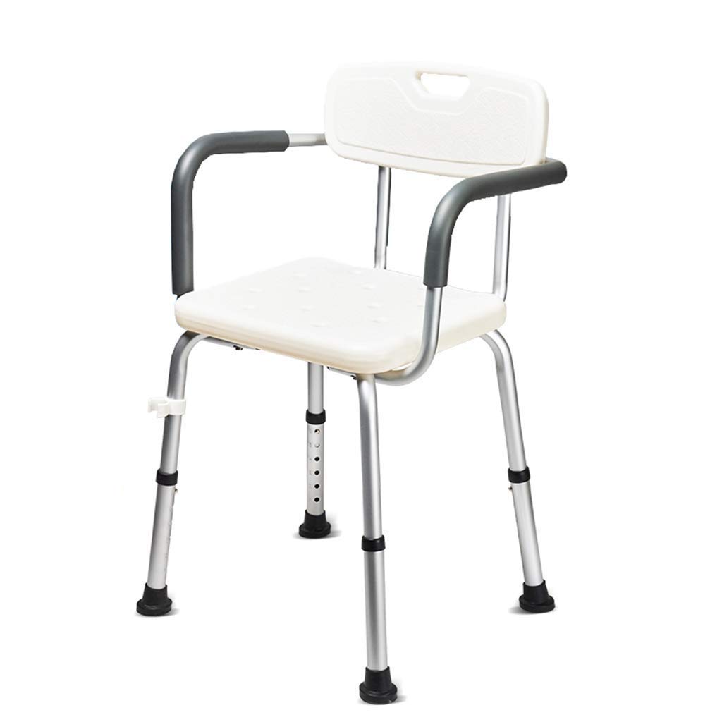 Non-Slip Aluminum Shower Chair with Backrest & Armrest - Lightweight Bath Seat for Elderly, Pregnant & Disabled - White Bathroom Safety Stool for Home, Hospital & Nursing Home - Ideal for Post-Surgery Recovery, Elderly Care & Physical Therapy - Perfect for Seniors, Assisted Living & Daily Use - Essential Safe Showering Mobility Aid for Bathrooms, Spas & Healthcare Facilities - Great for Elderly Safety, Post-Surgery Support & Accessible Bathing - Ideal for Home Care, Hospital Use & Spa Relaxation