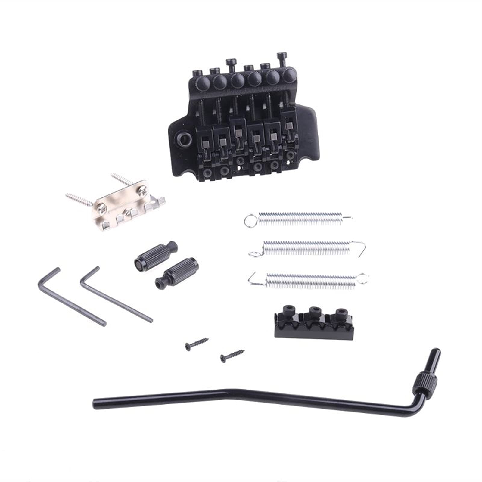Electric Guitar Tremolo Bridge - 1 Set Black Double Locking System for Pulled Strings | Premium Guitar Parts for Rock & Metal Performance