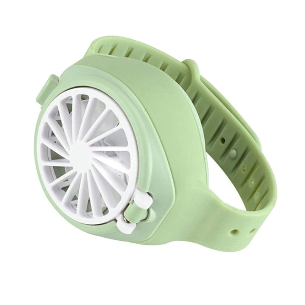 HSJWOSA Mini Cooling Watch Fan - Portable Handheld Wrist Fan for Students, Office & Travel - Ultra Quiet Personal Fan for Indoor/Outdoor Use - Perfect for Summer, Commuting & Outdoor Activities (Green)