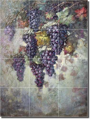 Fernie Parker Taite Grape Vine Ceramic Tile Mural - 24