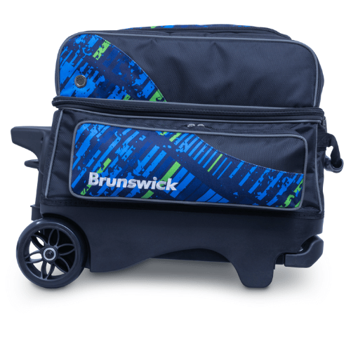 Brunswick Punisher Double Roller Bowling Bag - Blue/Green | Durable & Spacious for League Play & Tournaments | Perfect for Pro & Casual Bowlers